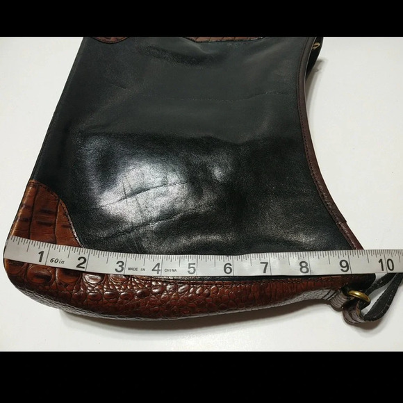 Brahmin Glossy Black and Textured Brown Shoulder Bag - Picture 12 of 15